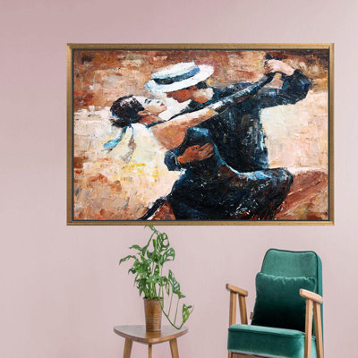 Modern Tango Dancers Art on Brown 3D Canvas - Ideal Personalized Couple Gift for Kitchen Decor