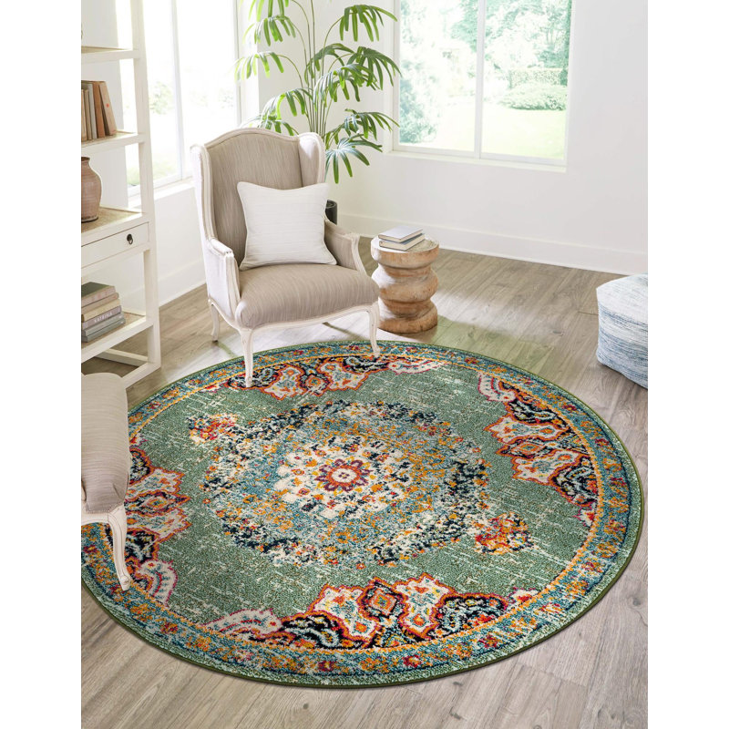 Galyean Abstract Indoor Rug, Round 6'1"