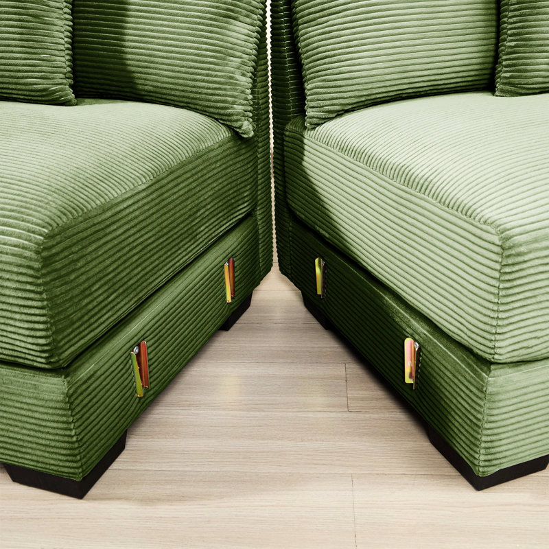 Canapé modulaire modulaire, canapé rembourré avec coussins décoratifs pour l'intérieur, Vert