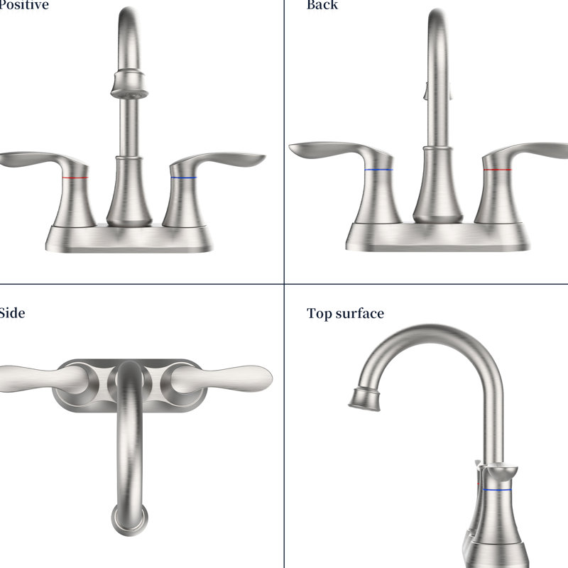 4" Bathroom Faucet In Brushed Nickel, 360 Degree Swivel Spout, Scratch & Tarnish, Supply Hoses Rotatable Metal Lever, Fingerprint Water Spot