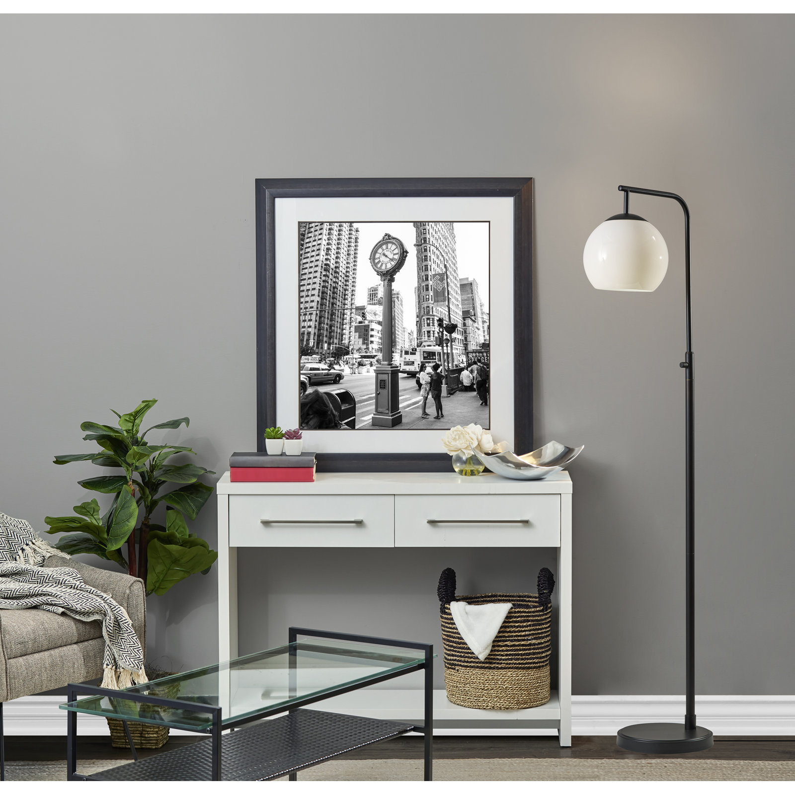 Claire 58.5'' Floor Lamp, White, Black