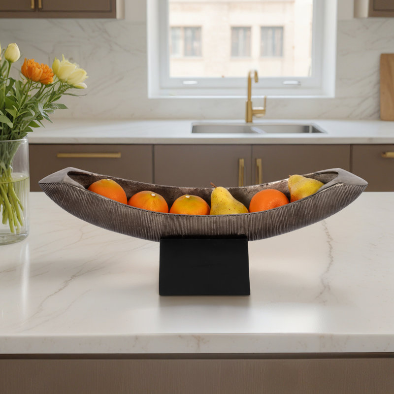 Deontrae 24" W Handmade Textured Aluminum Decorative Bowl
