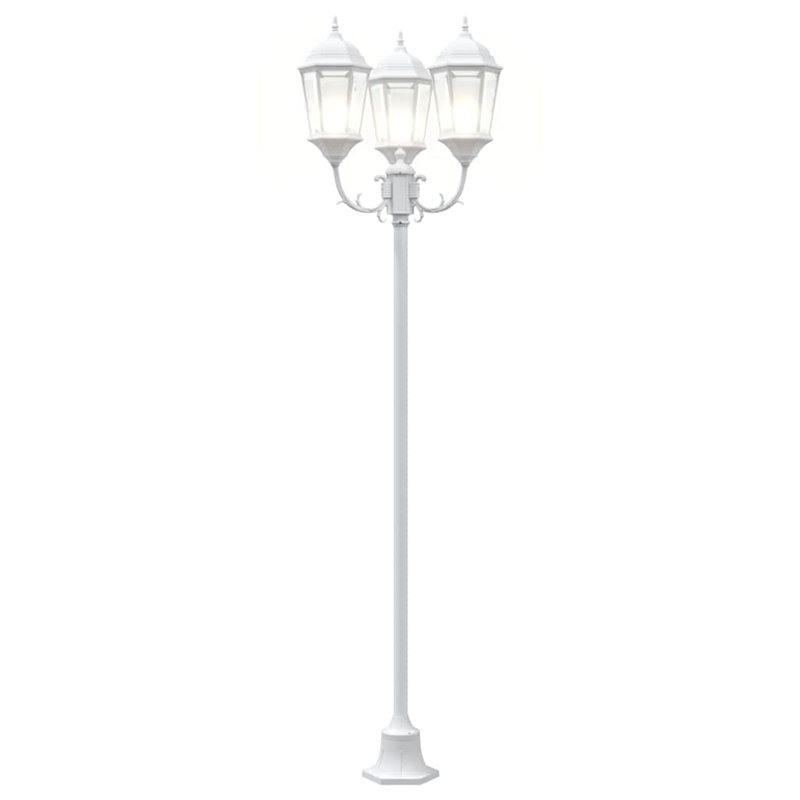 Garden Light Aluminium and Glass Pathway Lights Outdoor Lighting, White Aluminum, 241cm H x 57cm W x 49cm D
