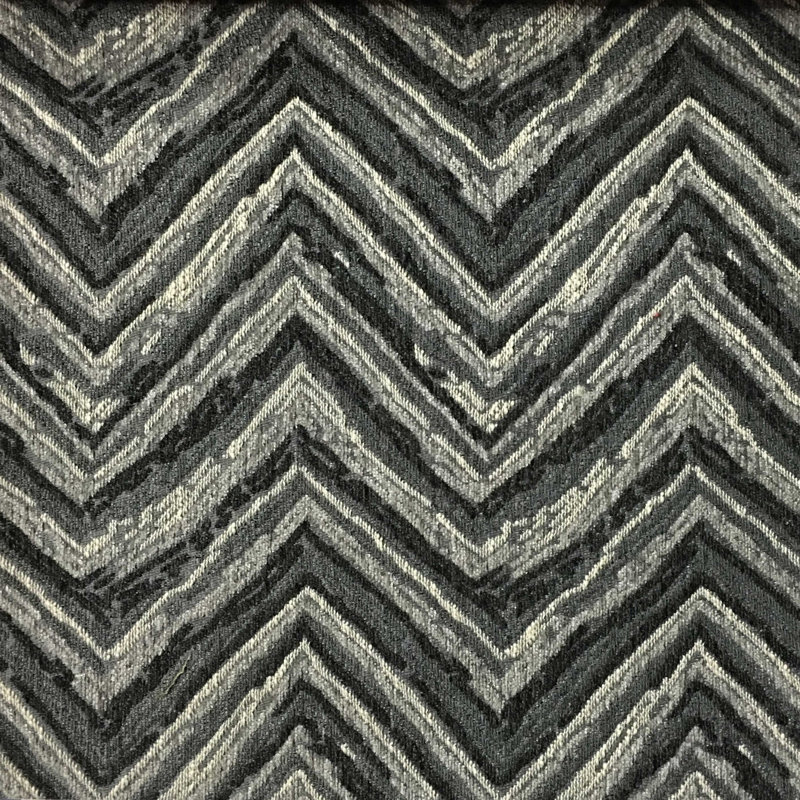 Union-Norwich Chevron Pattern Heavy Chenille Fabric, Zinc