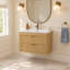 Meuble-lavabo de salle de bain de 61 cm (24 po) avec lavabo encastré en céramique, meuble-lavabo en bois avec rangement dissimulé (sans robinetterie) - Chêne-606042375-606070735
