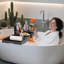 Plateau pour baignoire, plateau de bain extensible en bambou, pliable, noir-952793898