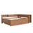 Full Size L-Shaped Wooden Daybed with Trundle, Storage Drawers, Side Shelves & Built-In Desk,Vintage brown-1447440547-1447440574