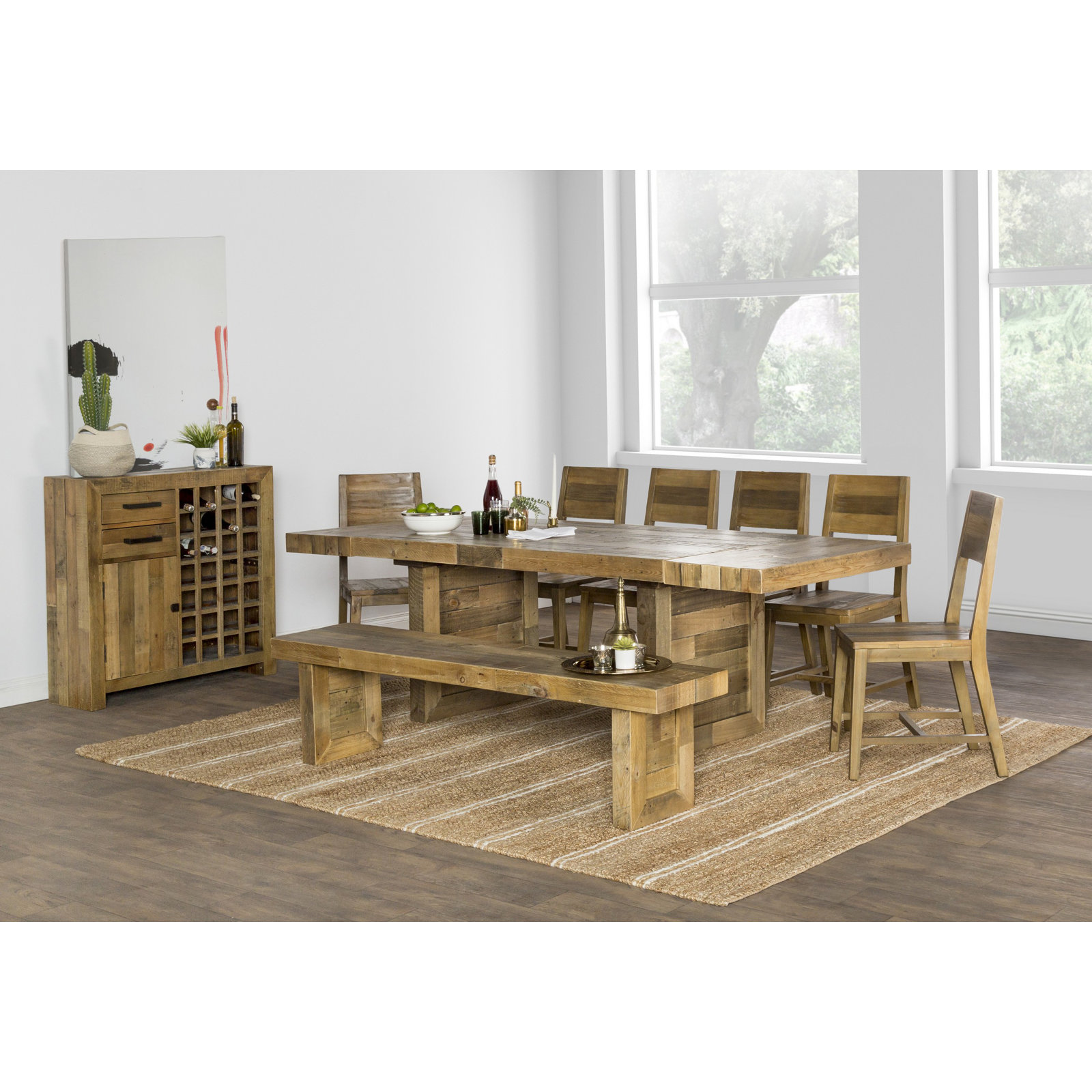 Lafond 82" Pine Dining Table, Natural