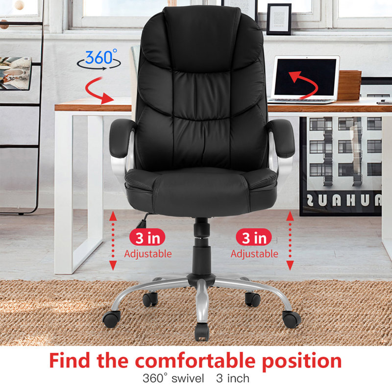 Black High Back Leather Executive Swivel Office Chair