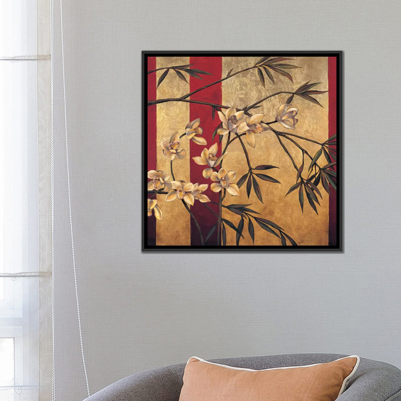 «Orchid Screen», reproduction d'art sur toile, H 26 po x l 26 po x P 1,5 po, Toile avec cadre noir, Pas de tapis