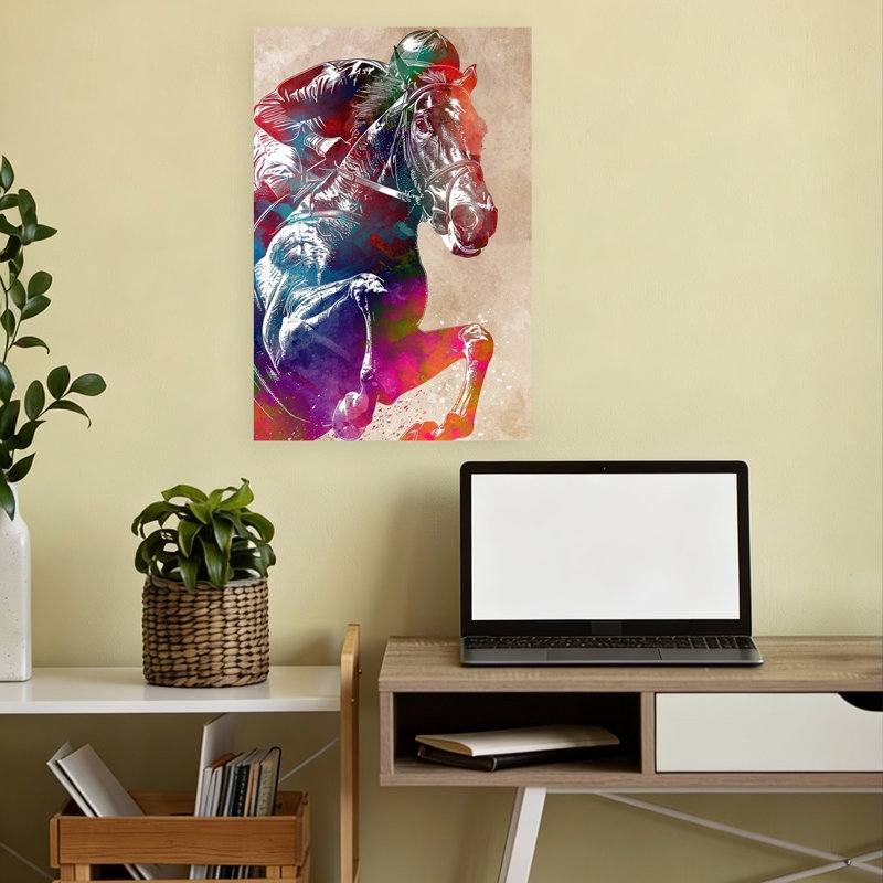 Art mural cheval vibrant, H 18 po x l 12 po