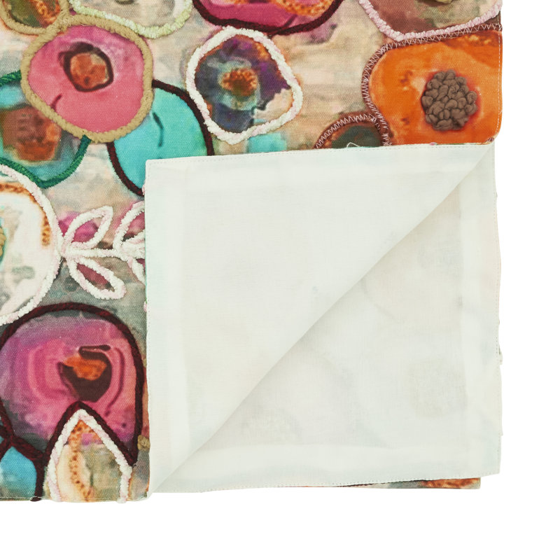 Chemin de table coloré floral brodé - Chemin de table décoratif non réversible pour table de salle à manger, 16 po x 72 po