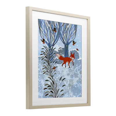 Festive Fox Winter Woodlands, reproduction encadrée sous verre, conception de Kay Widdowson