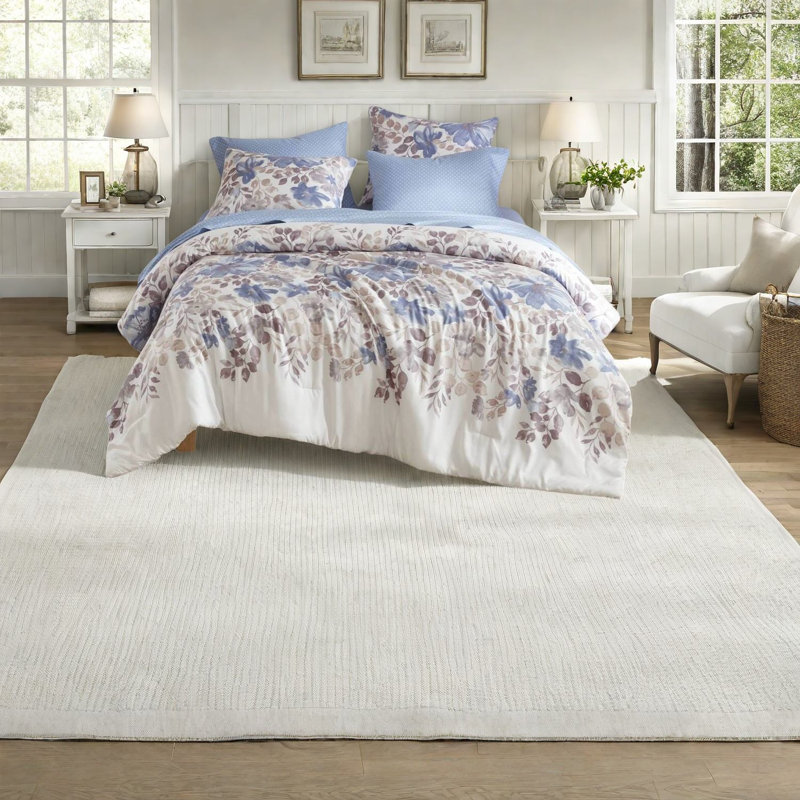 Ensembles de literie de qualité supérieure, édredon floral en polyester avec draps, style bleu moderne pour la maison