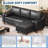 88.9" L-Shape Leather Sectional with Chaise, Black-1113915833