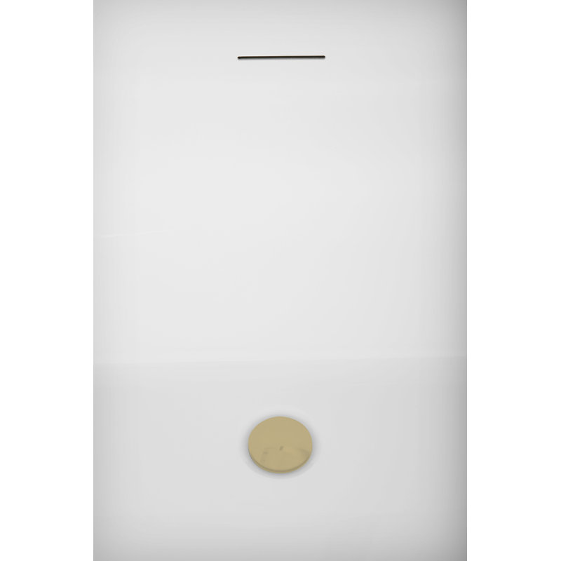 61" Streamline Soaking Freestanding Tub and Tray With Drain, Brushed Brass