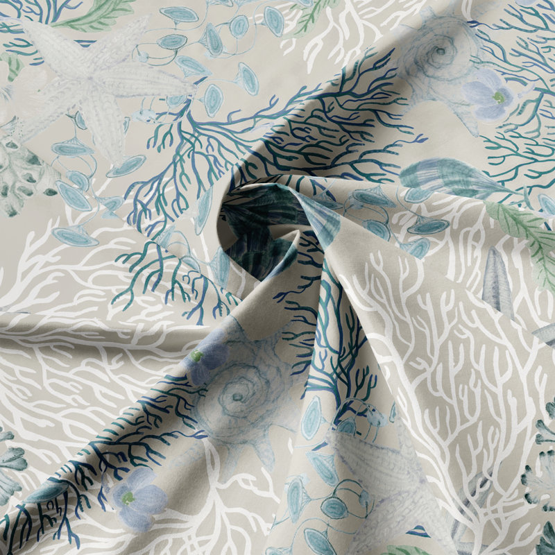 Under The Sea  Ocean Cotton Bedskirt, California King, 15"