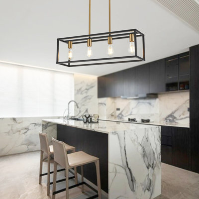 Luminaire suspendu linéaire pour îlot de cuisine 4 lumières Bigyan