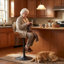 Tabouret de bar à hauteur réglable, tabouret de comptoir pivotant rembourré en bois cintré, tabouret de bar en similicuir avec repose-pieds-1256968124