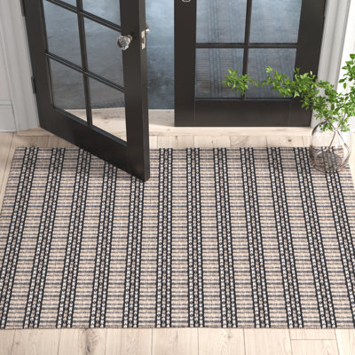 Giannopoulos Striped Flatweave Black/Natural Beige Area Rug