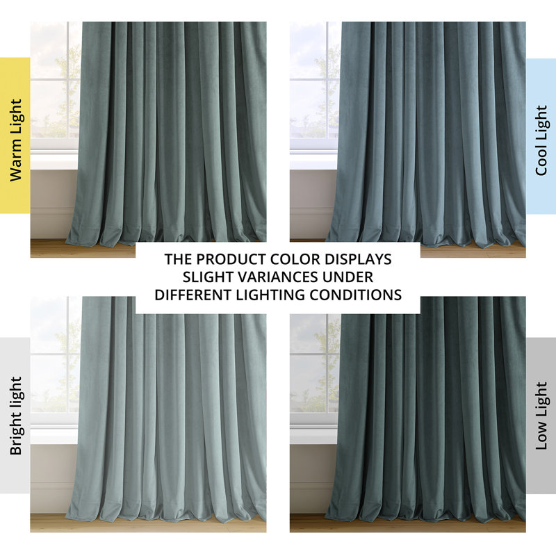 Olivia Velvet Blackout Curtain (1 Panel), Skylark Blue, 50" W x 84" L