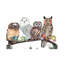 Tea Owls by Holly Simental - Wrapped Canvas Print-2104750232