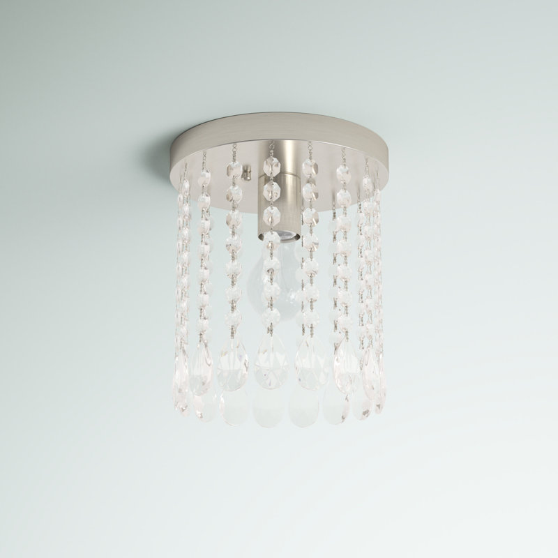 Plafonnier encastré 1 lumière 8 po, Nickel brossé