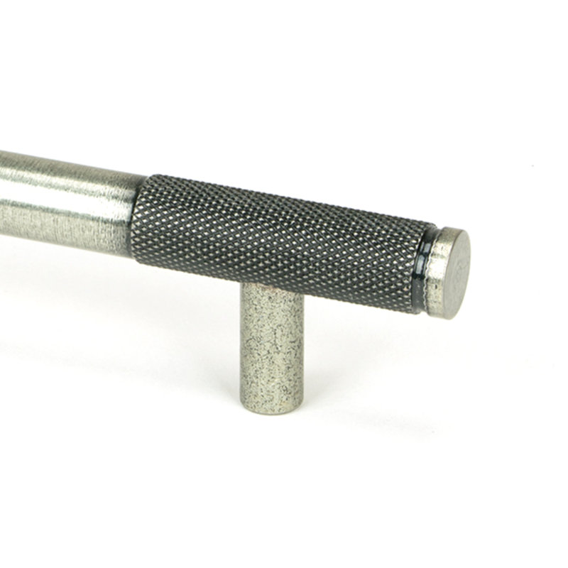 Polished Nickel Half Brompton Pull Handle - Large, 9.6 cm, Pewter Patina