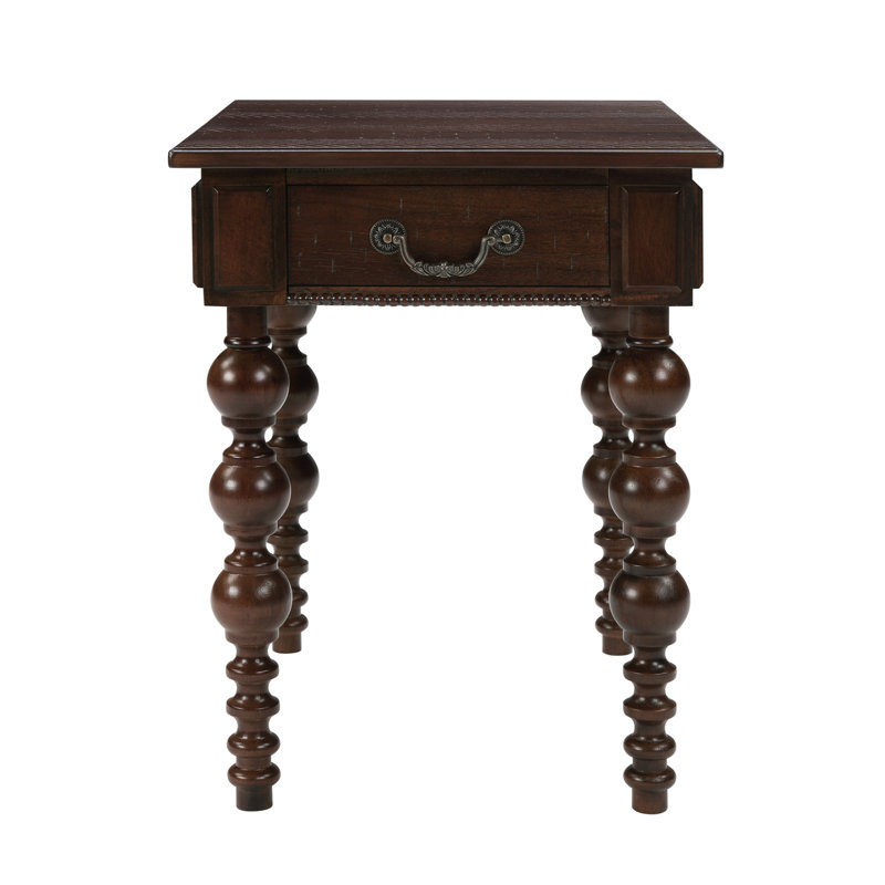 Solid Wood End Table with Drawer, Espresso