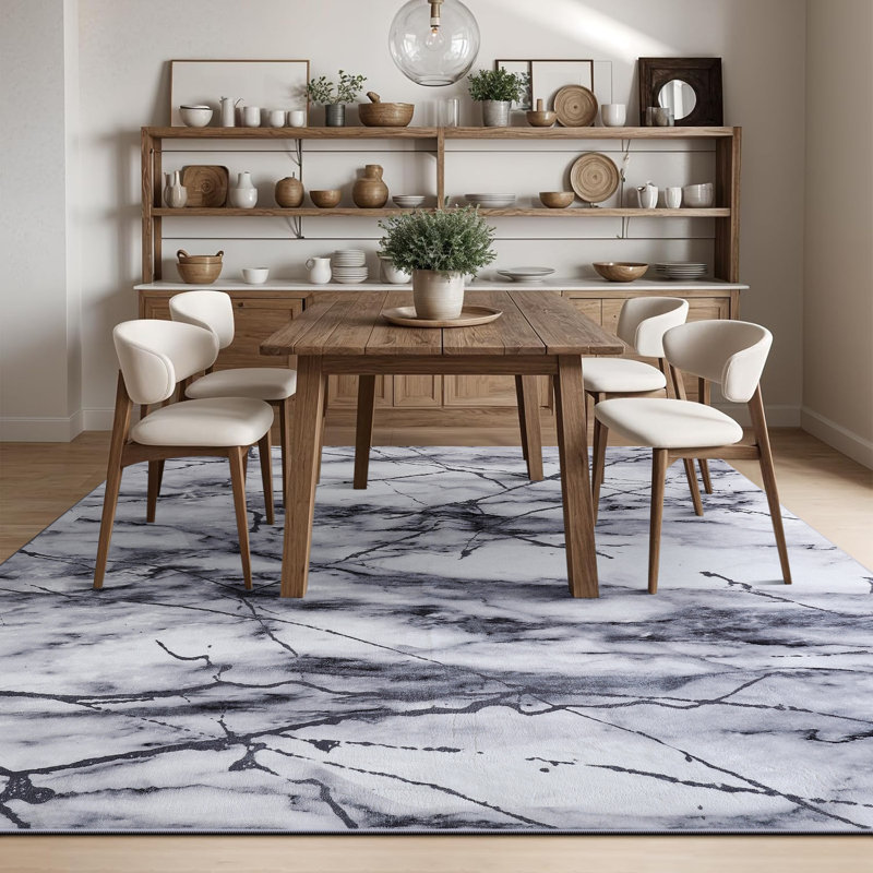 Tapis lavable intérieur moderne à motif abstrait antidérapant Straub, Rectangle 4pi x 6 pi