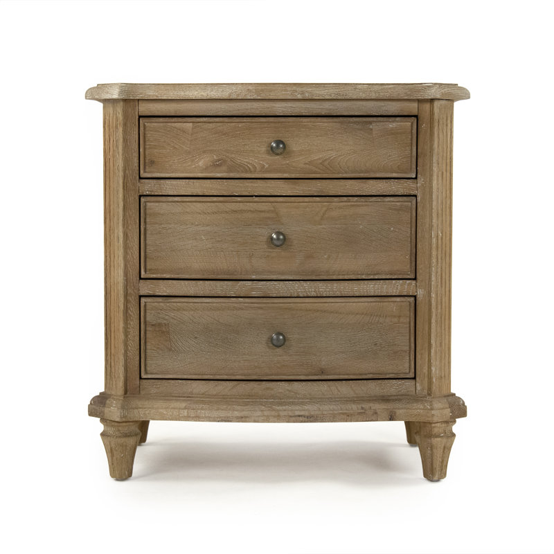 Edmund Limed Grey Oak 3-Drawer Nightstand