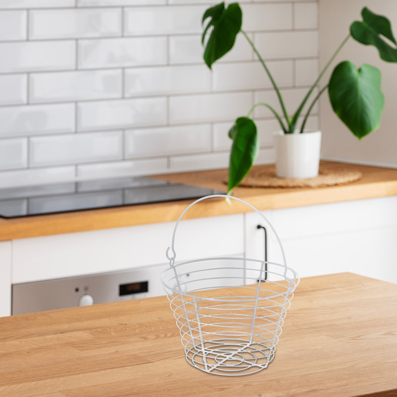 Panier en métal blanc John, Blanc