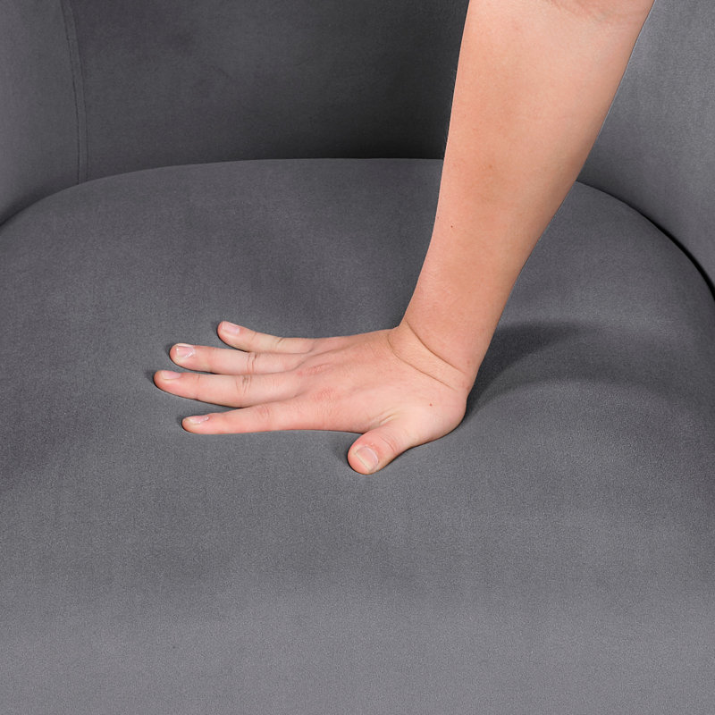 Chaise pivotante rembourrée de mousse haute - velours gris, base en bois massif avec support à mouvement à 360 degrés, Gris
