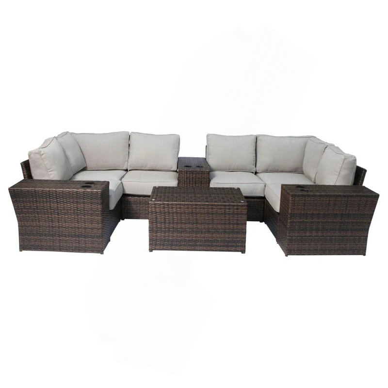 Pre-Assembled Patio Sofa Seating Group For 4 With Cushions, Espresso