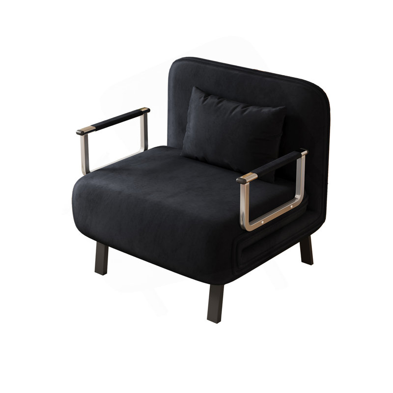 Fauteuil-lit convertible de 31,5 po, canapé-lit à trois volets avec dossier et coussin réglables, canapé-lit de loisirs avec structure en acier robuste pour la maison et le bureau, fauteuil-lit confortable noir