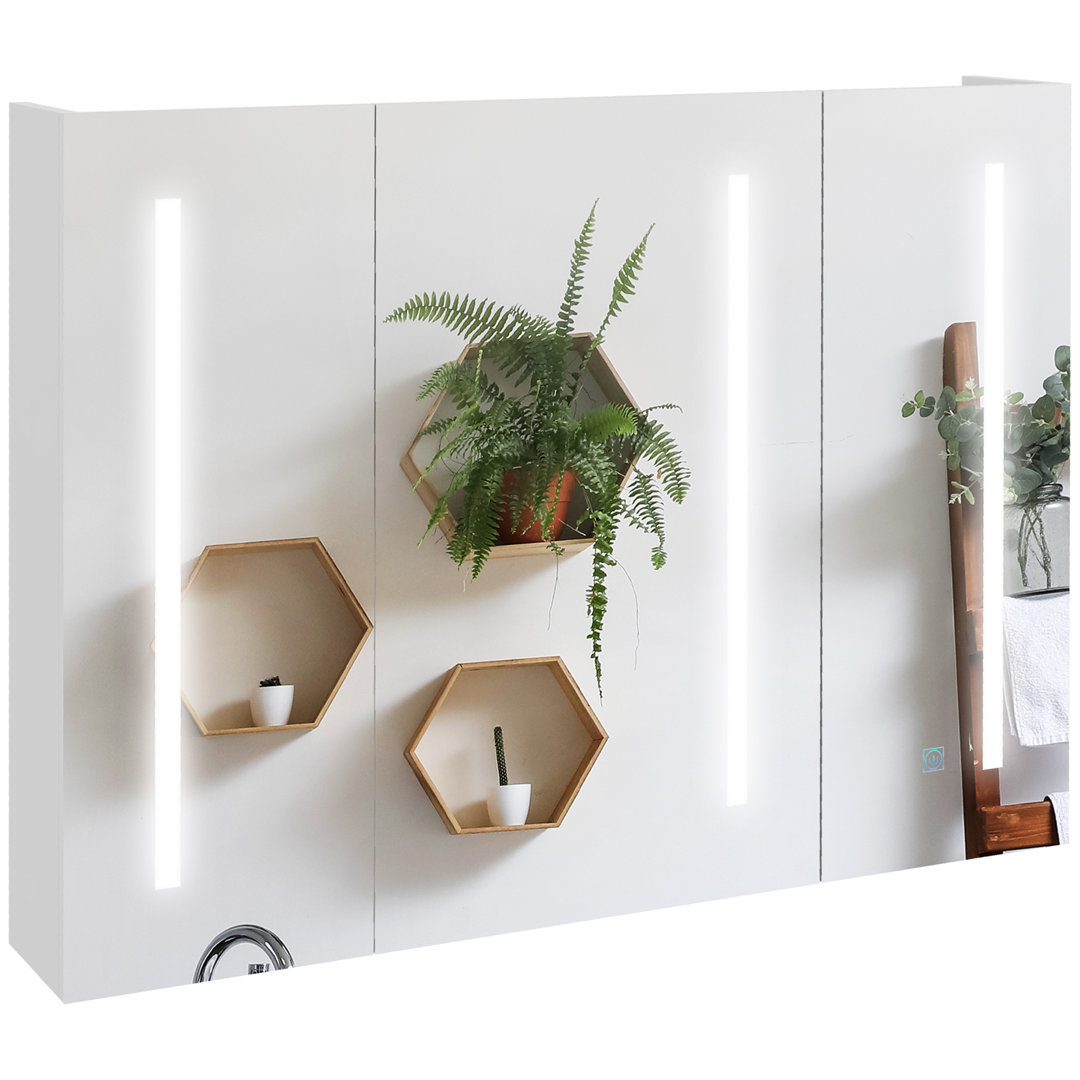 Ayshea 90cm W x 70cm H Surface Mirror Cabinet with Lighting