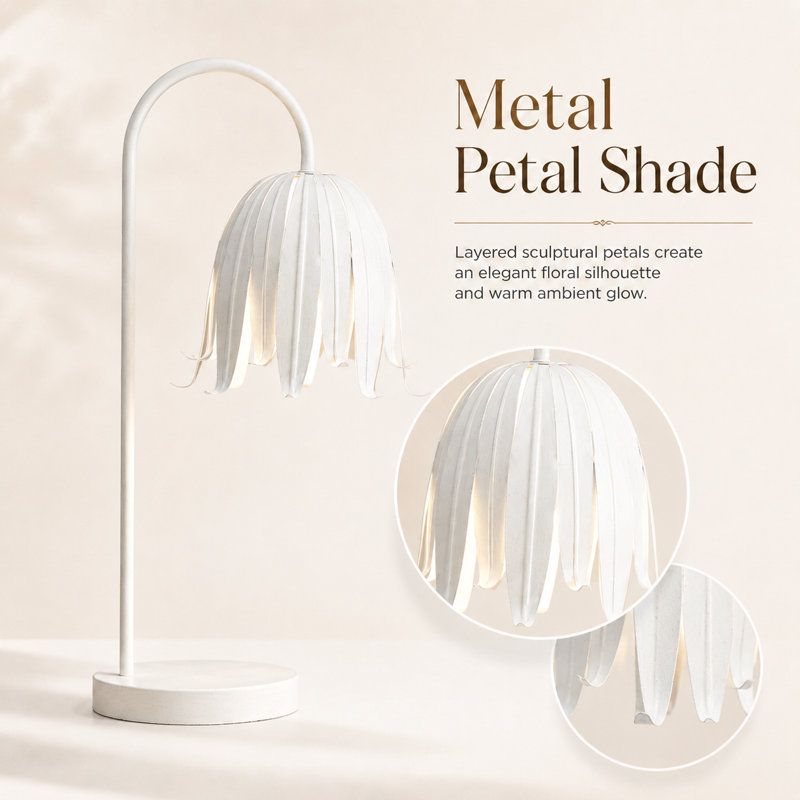 Kialani 23.63" Arched Steel Table Lamp, White