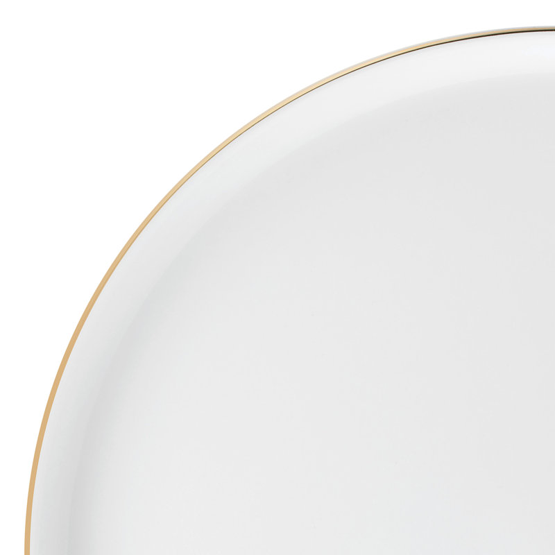 Elegant White Porcelain Dinnerware Set with Gold Accents, Service for 4