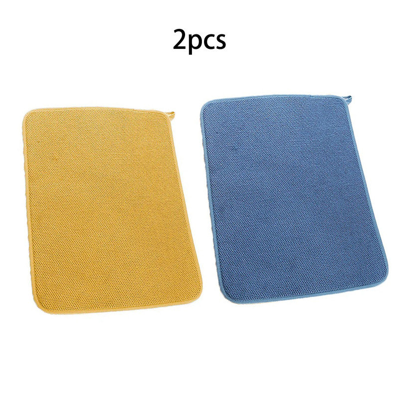2 Pcs mixed color multi style dish drying mat cabinet drying mat ultra-fine fiber absorbent table placement mat anti slip heat-resistant drainage drying mat