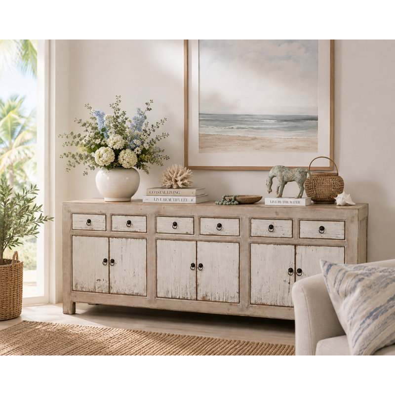 Shandong Ming 90.55'' Solid Wood Sideboard