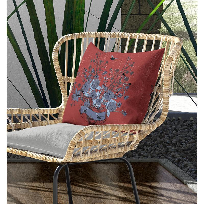Coussin Elegant, Rose/gris, H 26 po x l 26 po