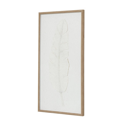 Large Quill White Feather Art Mounted In Beaded Frame 27 Piece Single Picture Frame Wall Art on Canvas