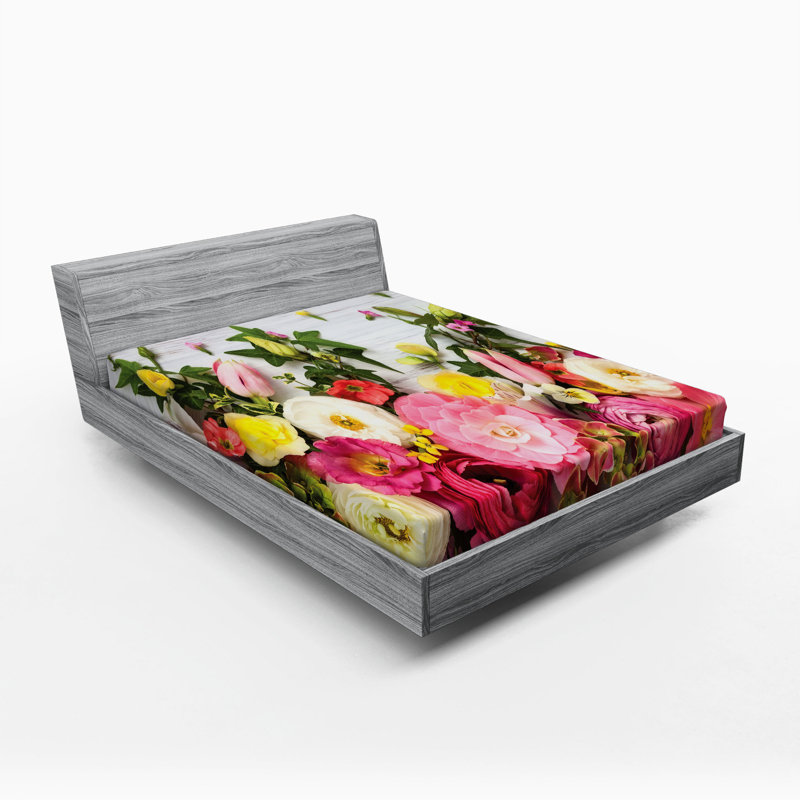 Microfiber Floral Fitted Sheet, Full Fitted Sheet