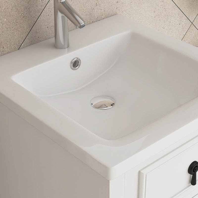 20 In. Bathroom Vanity With Ceramic Sink, White