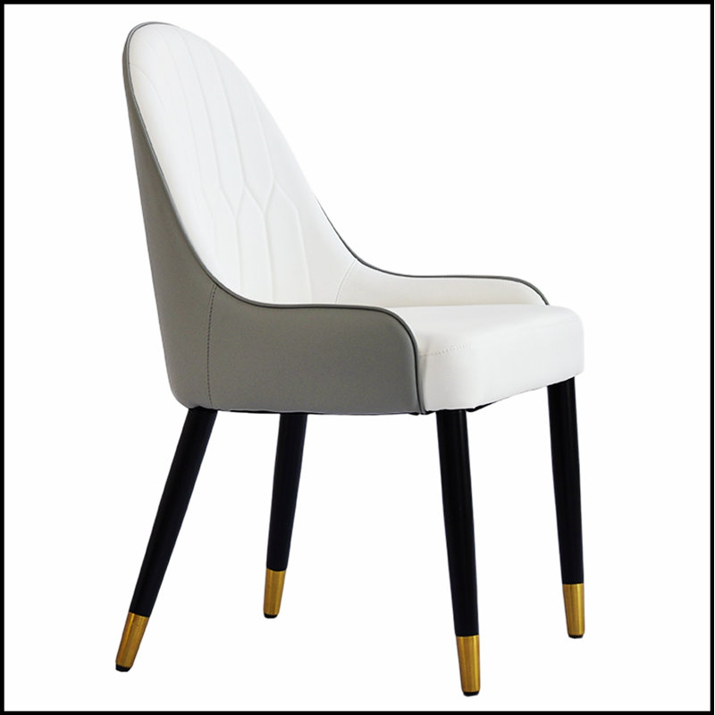 Chaise de salle à manger élégante à deux tons avec un design ergonomique et des pieds en métal durables pour une assise confortable dans divers environnements