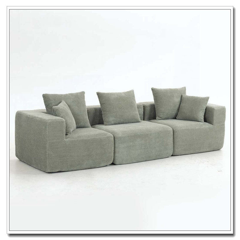 Canapé modulaire modulaire, Vert clair, 3, H 23,62 po x l 111,02 po x P 37,01 po