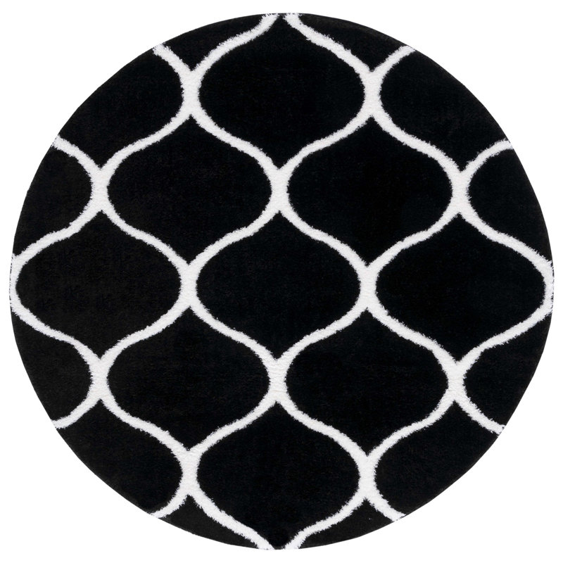 Fiffia Tahoe Shag Performance Geometric Rug, Round 6'7"