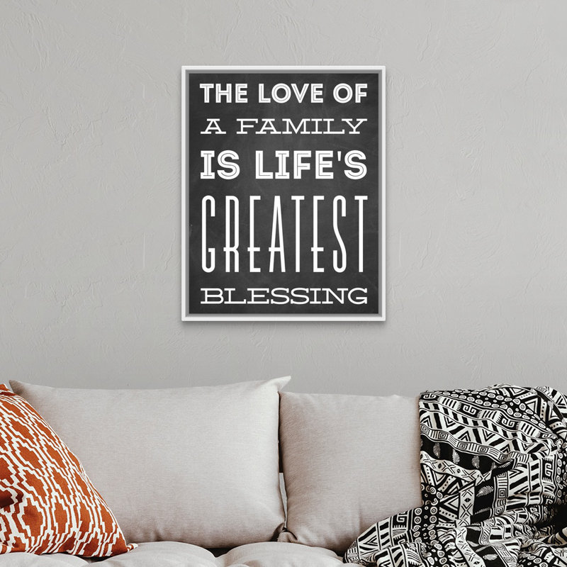 «Family Quotes - Love of a Family», reproduction d'art textuel sur toile, Cadre flottant blanc, H 32 po x l 26 po x P 1,75 po