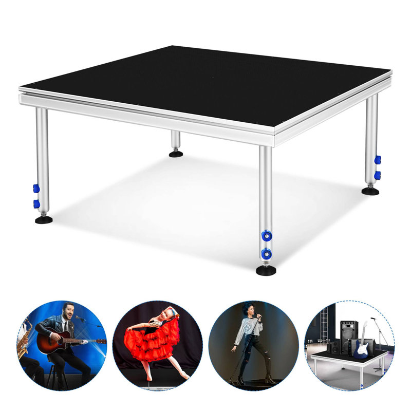 Plateforme de scène portative 4 x 4 pi, élévateur de scène réglable de 24 po à 41 po, pieds pliables pour Église, DJ, mariage, école