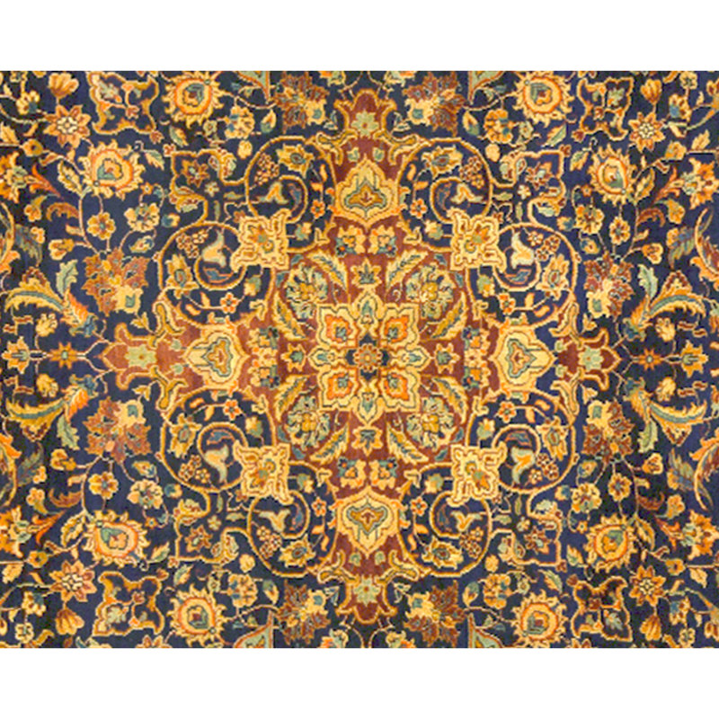 Hand Knotted Wool Oriental Area Rug in Blue And Red